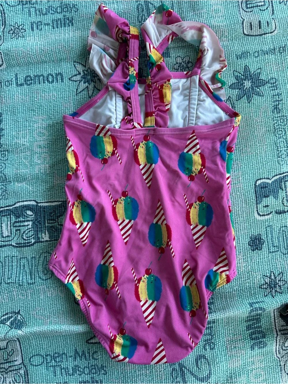 Kids Hannah Andersson Pink Ice Cream Print One-Piece Swimsuit 🩱 Size 8